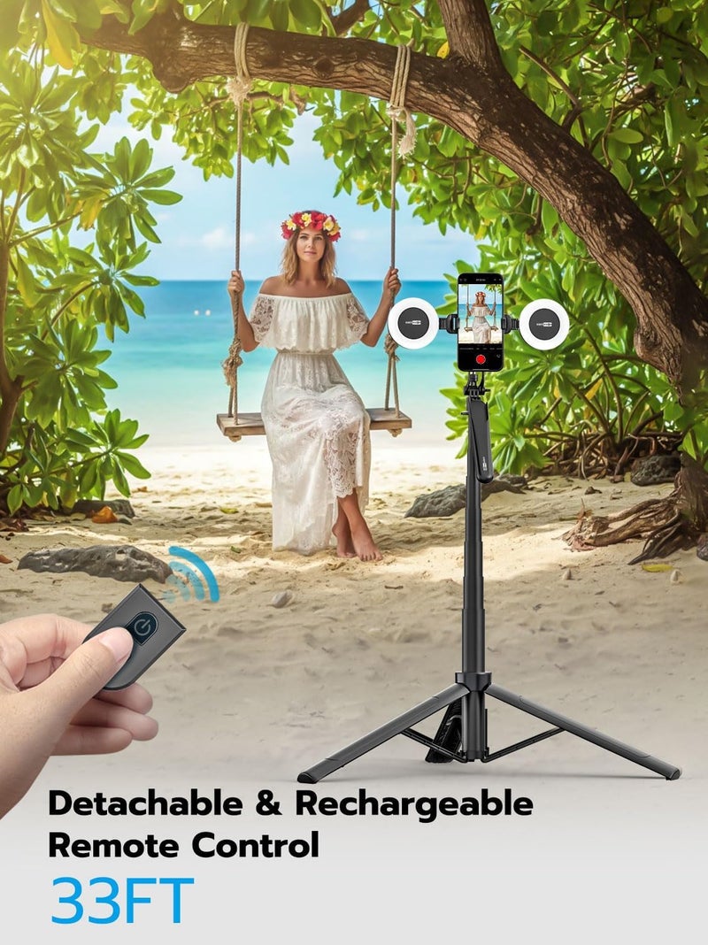 USKEYVISION 70" Multifunctional Phone Tripod for iPhone with Light, Extendable Selfie Stick with Remote for iPhone & Android 360° Rotation Phone Tripod Stand for Video Recording/Photography(UT-02) - Image 3